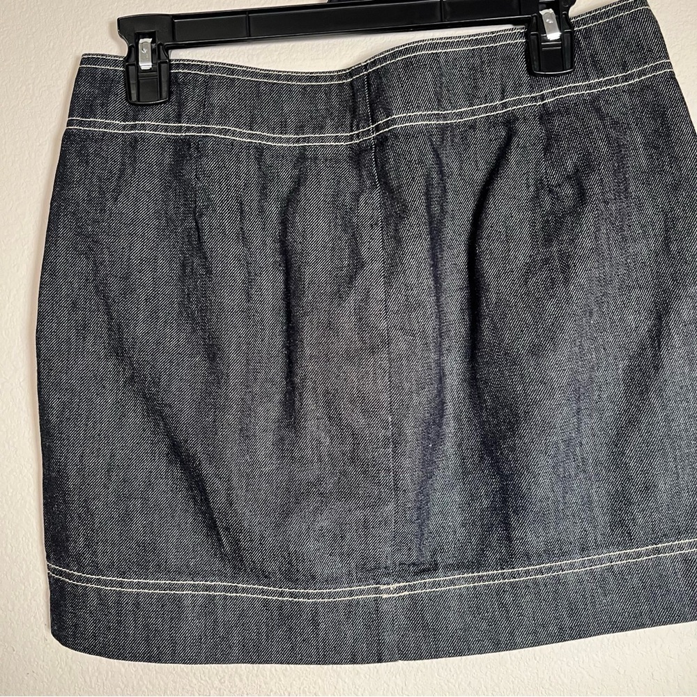 Gap Black Denim Mini Skirt White Contrast Stitch Nautical Button Detail Y2K - Picture 6 of 8